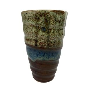 Drip Glaze Studio Art Pottery Handcrafted Pottery Large Drinking Cup or Vase 6”